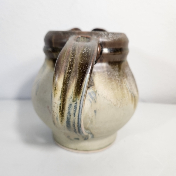 Artisan Studio Handmade Stoneware Pottery Brutalist Signed Pitcher - Picture 4 of 9